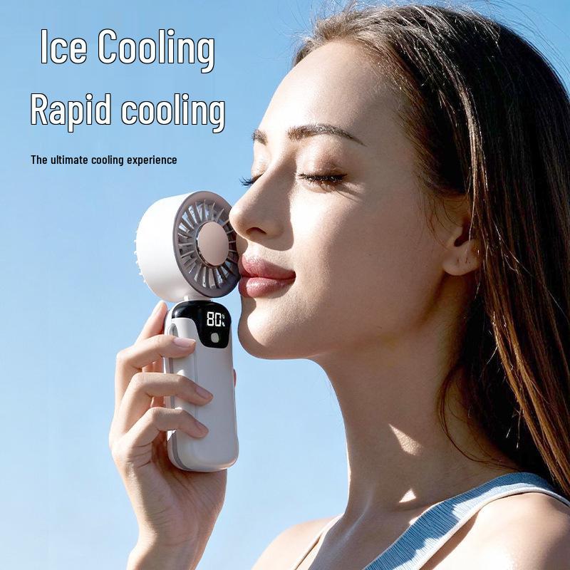 26 Ice Pack Portable Mini Handheld Fan with USB Charging and Folding Neck Design