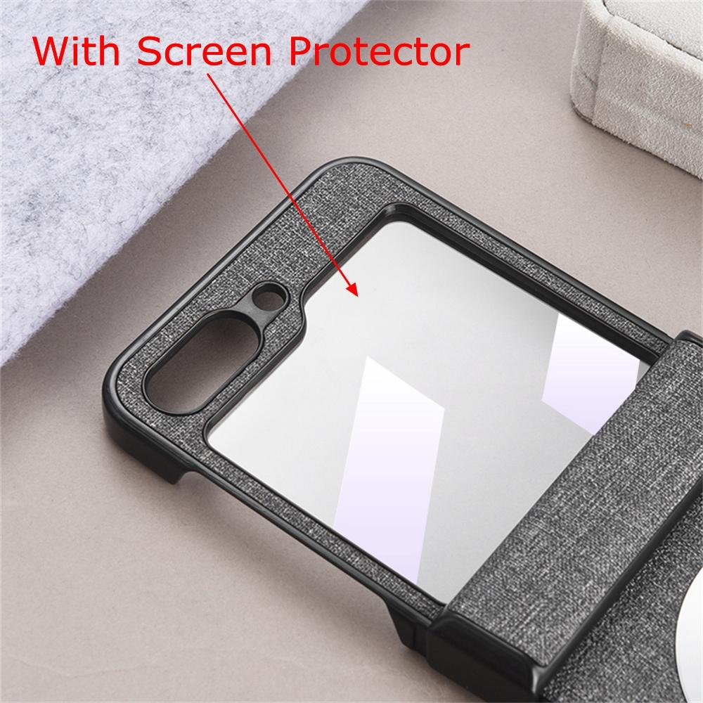 Business Integrated Screen Film Case for Samsung Galaxy Z Flip 5 Magsafe Cases Cloth Texture 3 In 1 Full Protector Galaxy Z Flip5 Hinge Cover