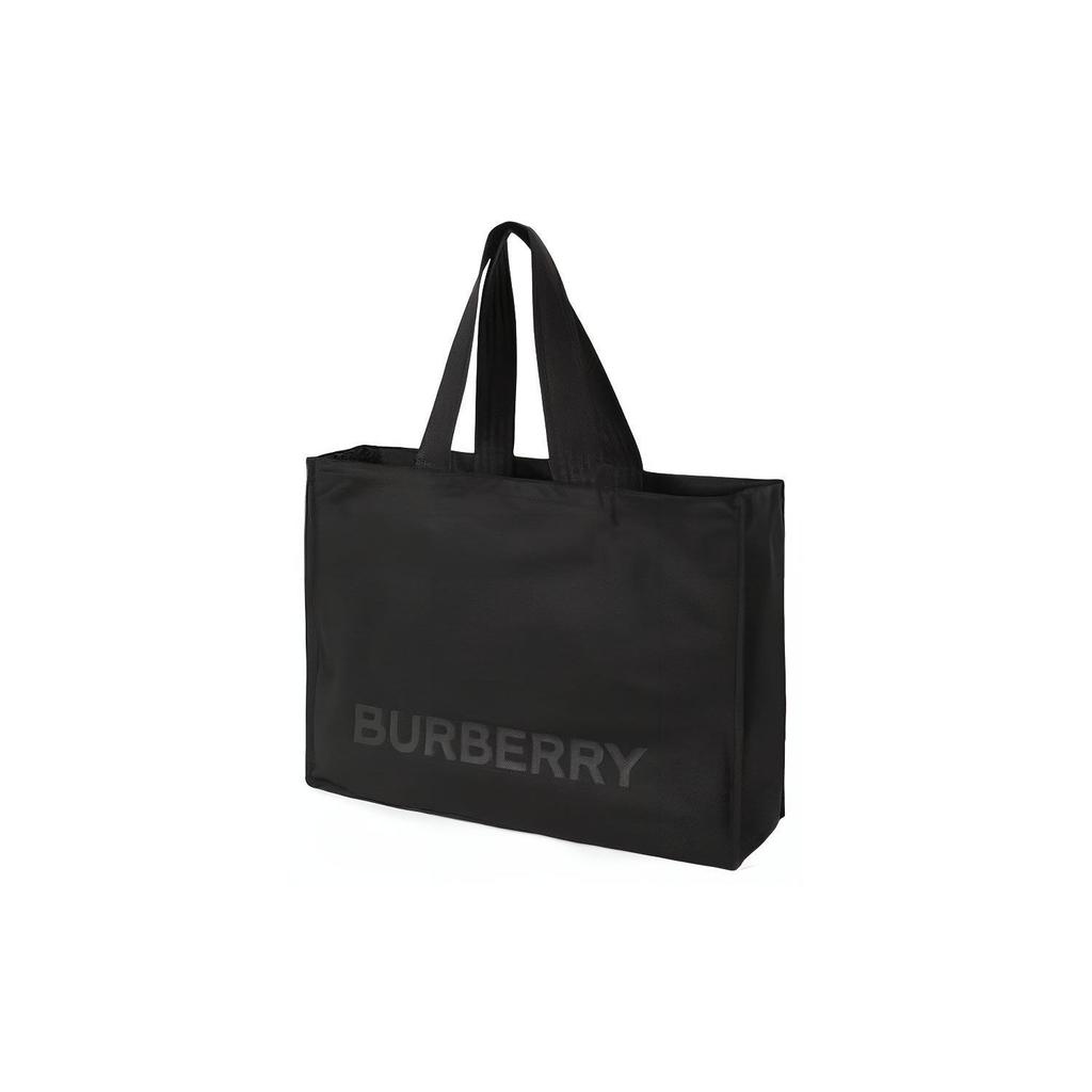 Burberry Logo Print Canvas Tote Bag Men Tote Bags Black 80510291