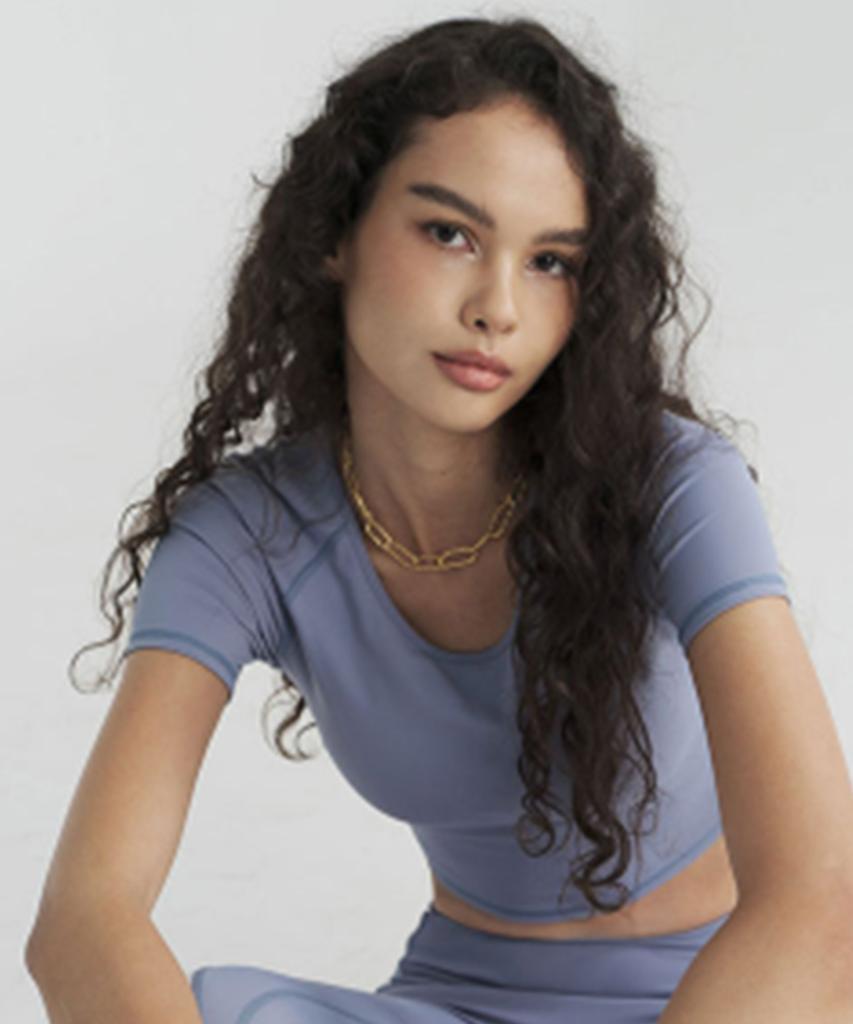 FOETTE Sono Short Sleeve Crop Top - Sky Blue
