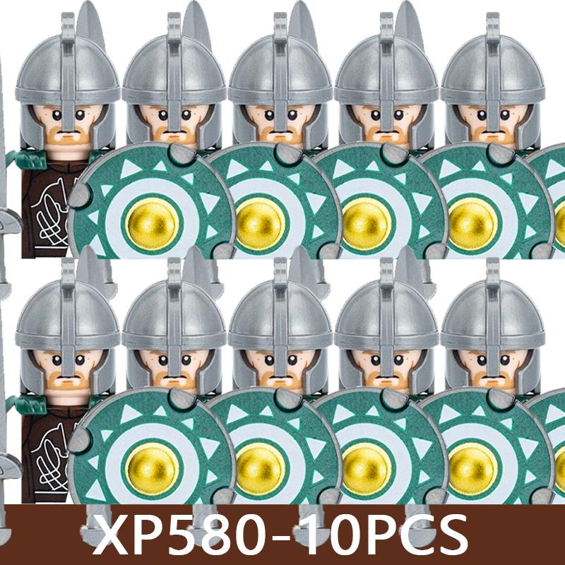 Medeltida Slottssoldat Figurer Byggklossar Militär Armé Riddare Romersk Krigare Infanteri Milis Orcher Tillbehör Klossar Leksaker