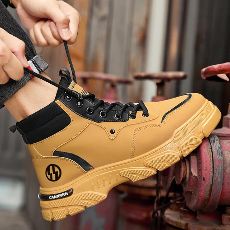 Fashion Men's Boots High Quality Comfor Men Ankle Boots Thick-soled High Top Casual Shoes Outdoor Non-slip Men Motorcycle Boots