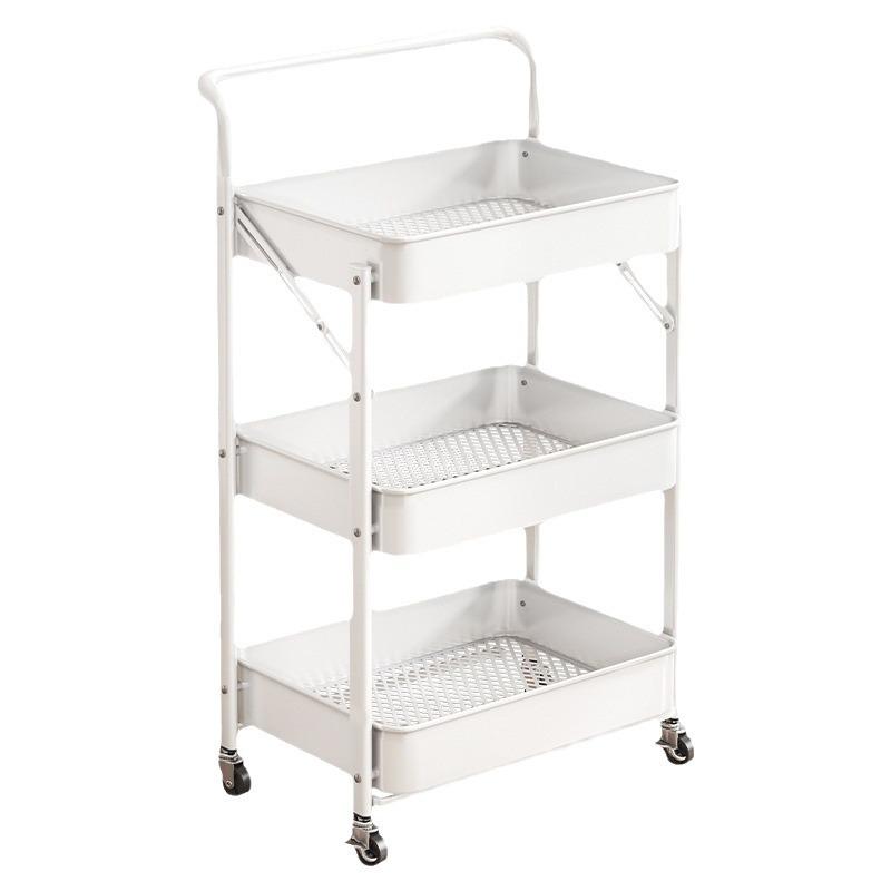 Carrello Multi-Livello Pieghevole Compatto: Scaffale Metallico Versatile per Bagno, Camera da Letto o Soggiorno
