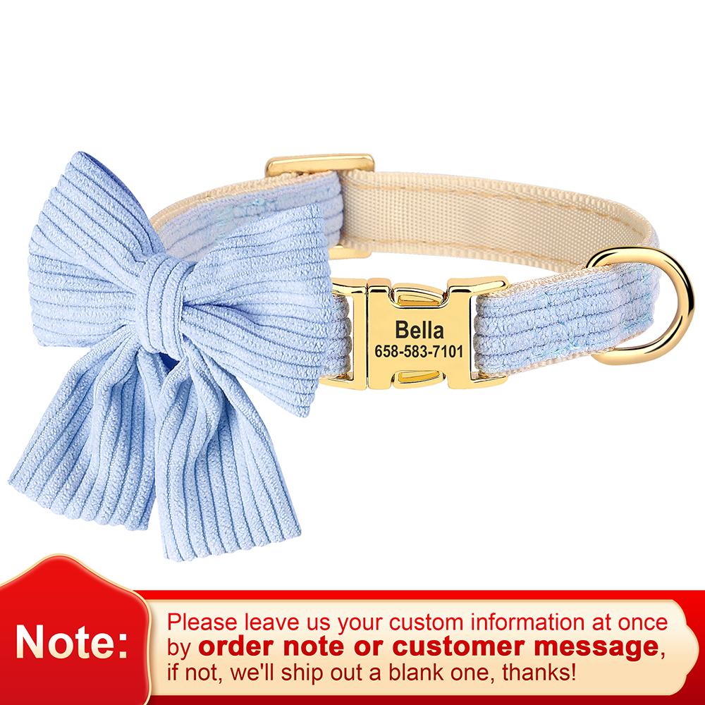 Personalisierbares Hundehalsband Niedliche Schleife Welpen Hunde Halsband Kostenlos Gravierbar Haustier-ID-Halsbänder Für Kleine Mittlere Große Hunde Chihuahua Mops