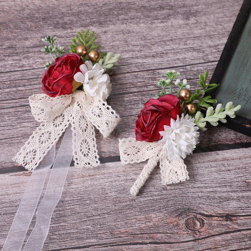 Bride Bridesmaid Brooch Wrist Flower Artificial Rose Brooch Opening Ceremony Sister Lapel