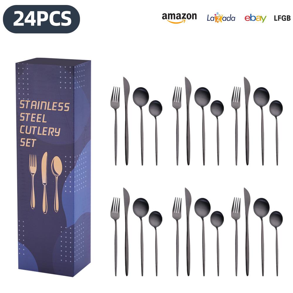25 Years of New Stainless Steel Tableware Set, Tableware Portuguese Knives, Forks and Spoons 24-piece Gift Box Set