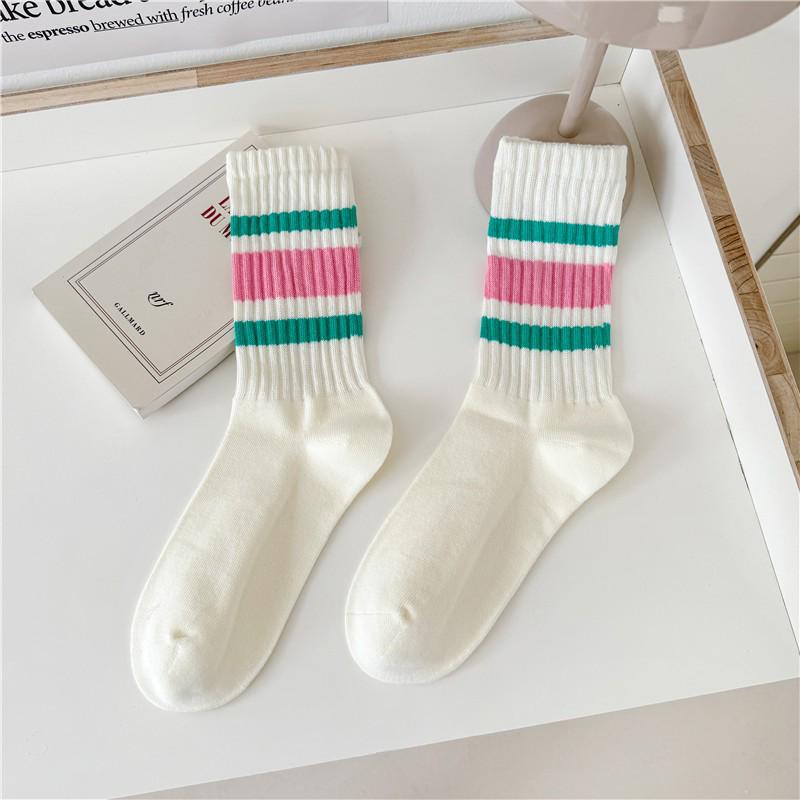 

Tide Cityboy Retro Japanese Striped Socks - Unisex Mid-Calf Cotton Sports Pile Socks One Size