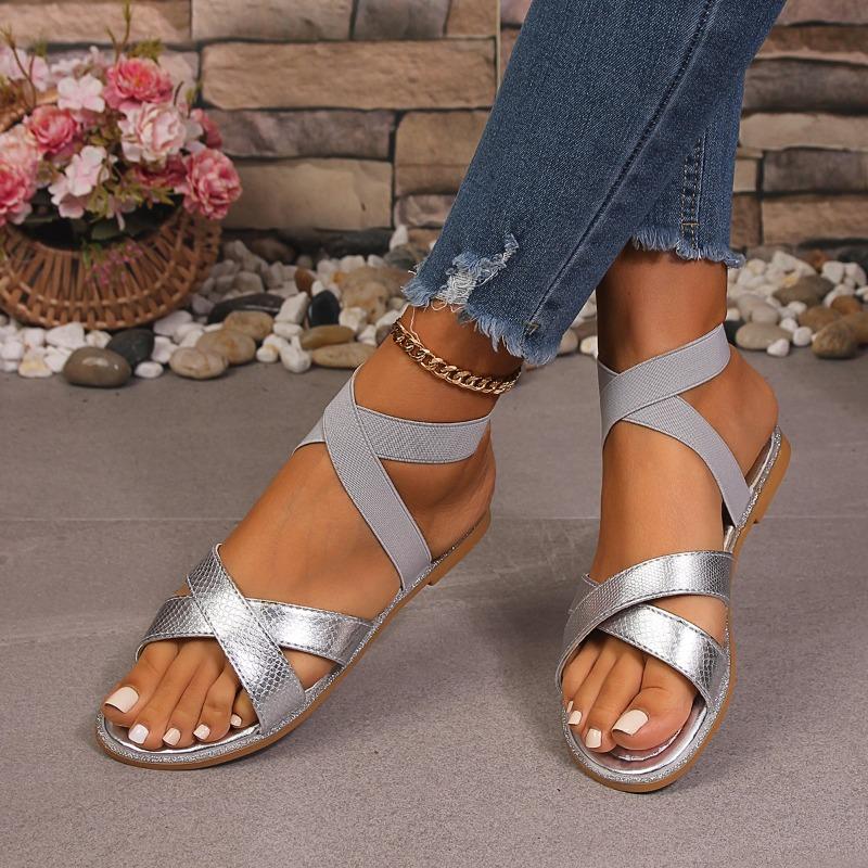 New Popular Cross Strap Open Toe Sandals for Women Causal Summer Anckle Strap Sandal Woman New Style Non Slip Soft Sole Sandals