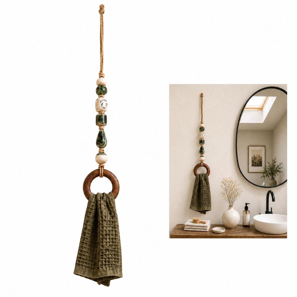 Beaded for Bathroom Wall Mounted Decorative Towel Holder with Hooks