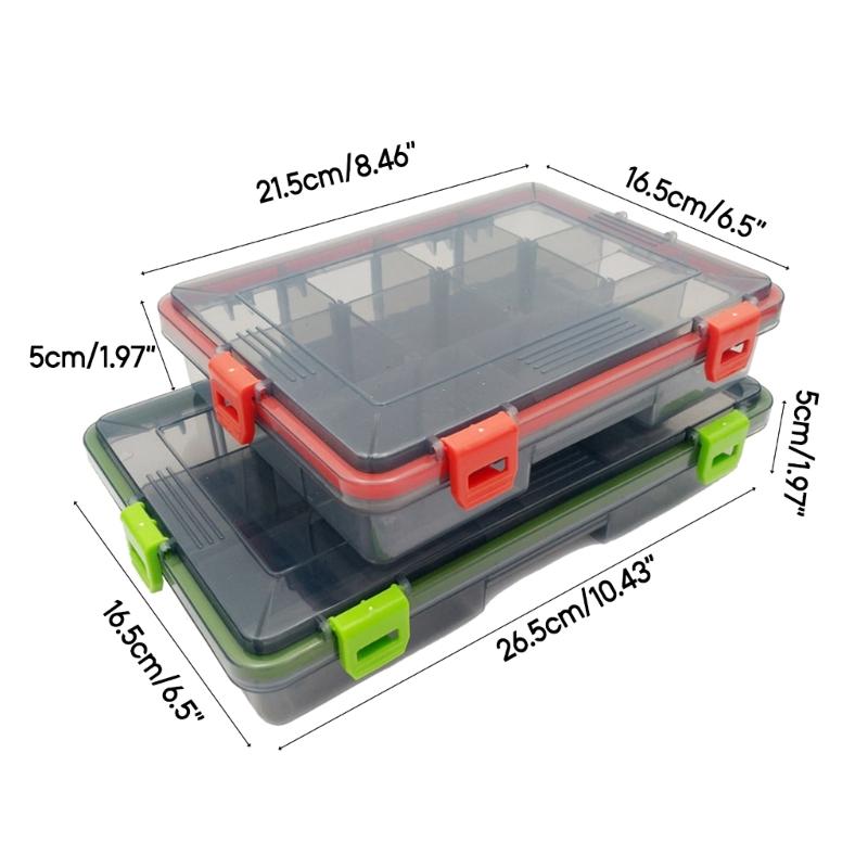 Wasserdichte Angelzubehör-Organizerbox Tackle-Einsatzbox mit verstellbaren Einsätzen Transparente Aufbewahrungsbox für Angelköder