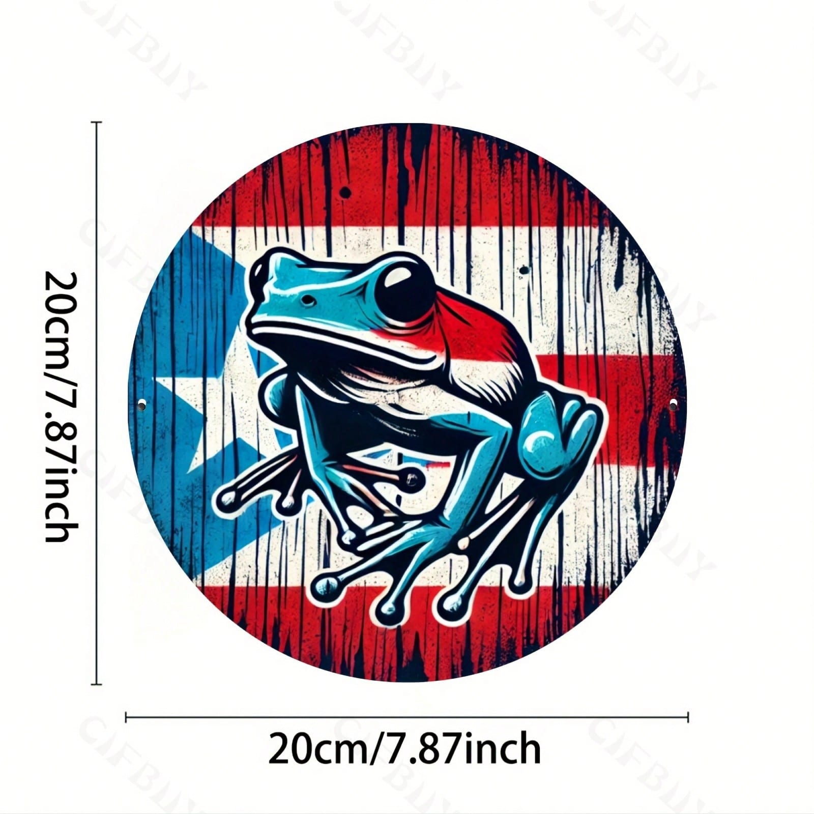 1pc Rustic Puerto Rican Frog Metal Sign 8x8 Inch Round Aluminum Wall Art Durable Home Office Decor Gift for Cafe Bar Indoor Outdoor 20x20