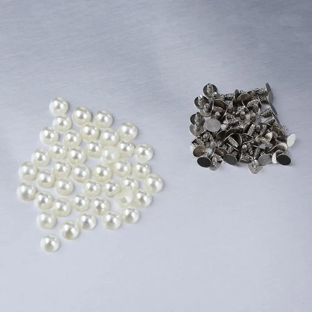 30/50pcs Hat Bag Crafts Garment Decoration Half Round Cloth Button Scrapbooking Pearl Rivets