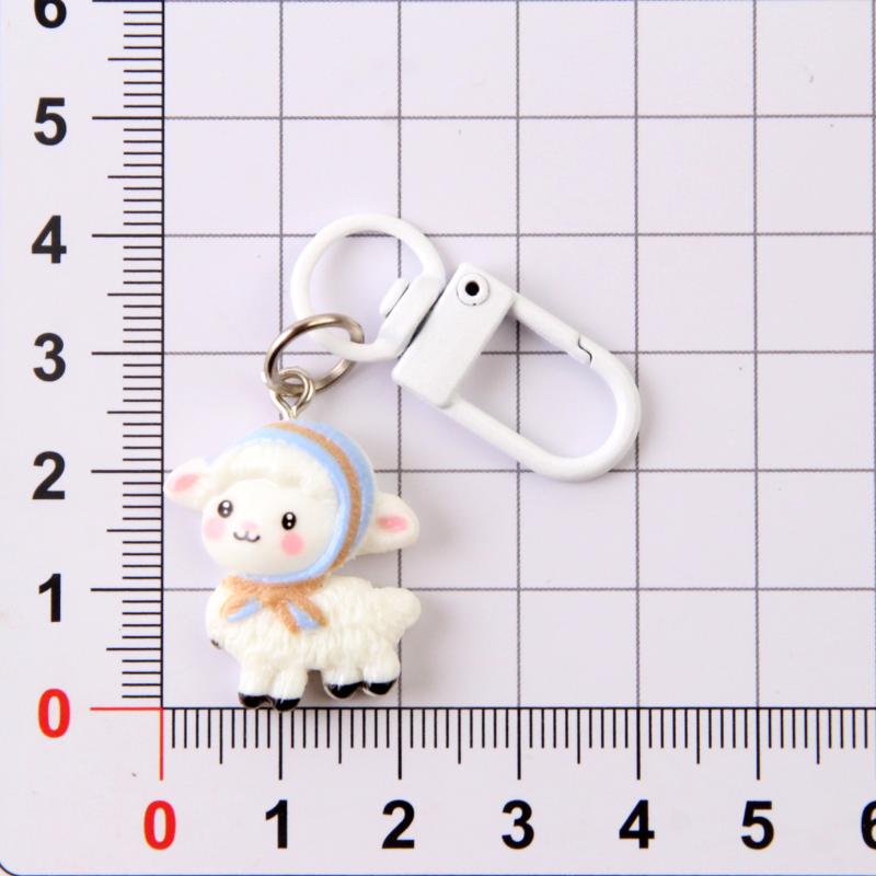 Adorable Cartoon Sheep Resin Keychain Non-fading Design Portable Pendant for Laptop Bag Decor Kids Birthday Gift Ideas