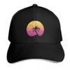 Retrowave Sunset Palm With Distress Effect Baseball Cap Hat Unisex Luxury Fashion Beach Luxury Brand Women Unisexs