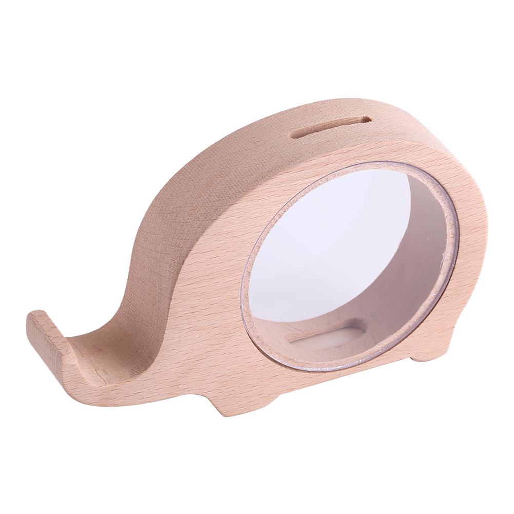 1Pc Wooden Elephant Shape Coin Money Bank Handcraft Saving Pot Kids Gift Decoration
