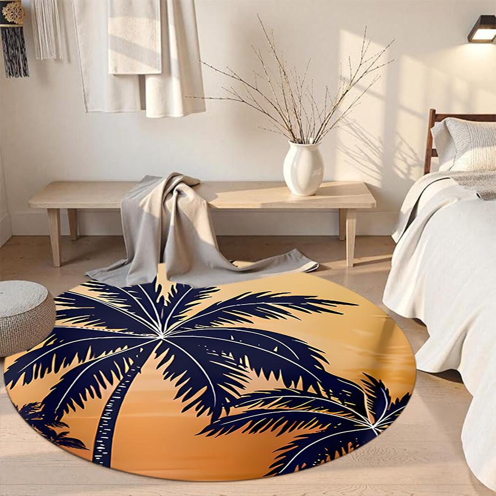 Coconut Tree Round Floor Mat Suitable for Living Rooms Foyer Hallway Study room Anti-slip Round Rug Office home decor