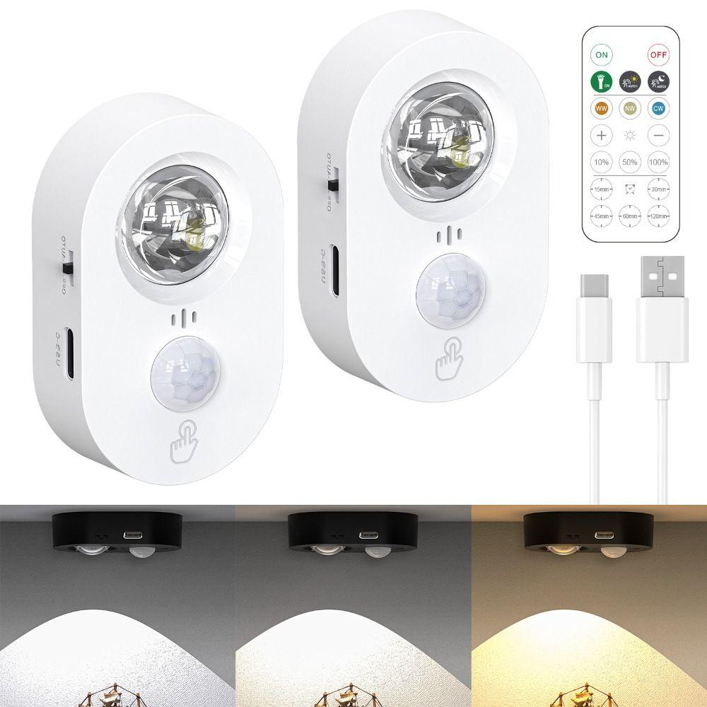 USB Rechargeable Human Body Sensing Night Light Remote Control 3000K-6000K Rechargeable Lights Motion Sensor Human Body Sensor