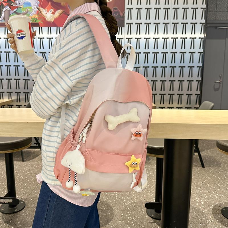 Schoolbag Female 1011 New Middle School Student Large Capacity Backpack Simple Versatile Student Bag Lightweight Backpack Female