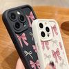 Full Screen Pink Bow Tie Phone Case iPhone 15 Pro Max 11 12 13 16 14 Plus Silicone Shockproof Case Lens Protector Shell