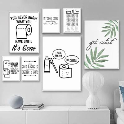 Bathroom Black White Wall Umělecká reprodukce Citát Legrační cedule Bathtub Malba na plátně Plakáty Nordic Bathroom Home Decor Bez rámu