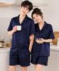 PALAN Clear Silk Couple Short-Sleeve Pajamas Cool Summer Pajama Top And Bottom Set