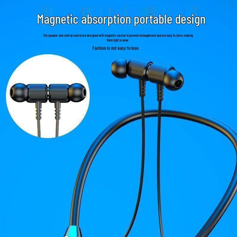 

Neckband Bluetooth Earphones for Running: Long Battery, Noise-Cancelling, High-Quality Sound, Ideal for Sports and Driving Calls - Model G08. No Surround - Black