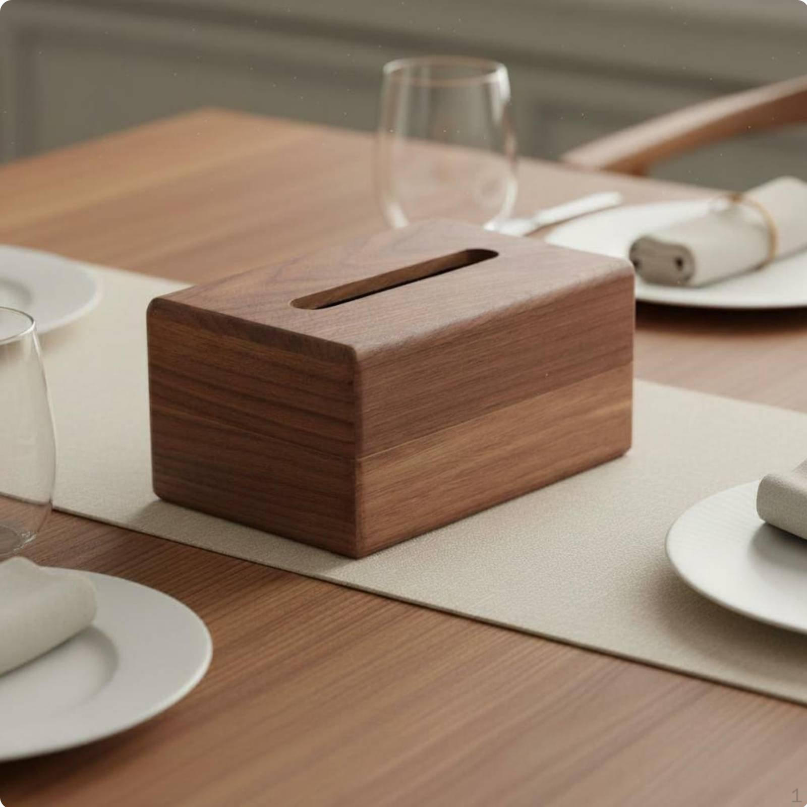 Wooden Tissue Box Elegant Design Walnut Smooth Surface Napkin Holder for Restaurant,