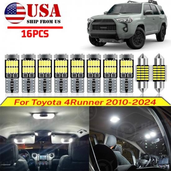 

White LED interior lights package kit for 2010-2024 Toyota 4Runner 3014 SMD+Tool