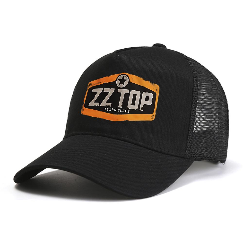 Casquette de baseball imprimée Zz Top Texas Blues Mode Décontractée Chapeaux de Soleil d'Extérieur Été Réglable Maille Chapeaux de Camionneur Chapeau Snapback de Soleil
