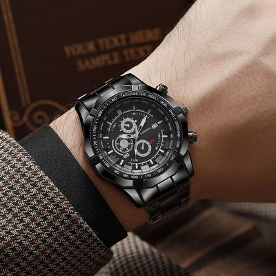 Neue große Zifferblatt Herren Stahlarmband Uhr Kalender Quarz Uhr Herrenuhr Kreative Armbanduhr
