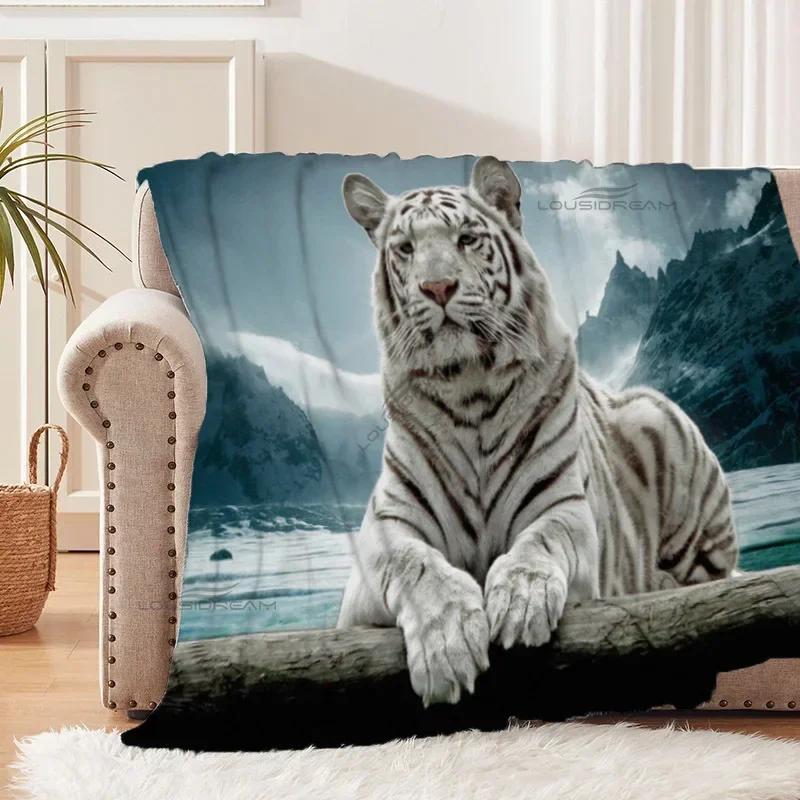 Tiger and White Tiger Patterns Blanket Animals Flannel Blanket Cosy Lazy Couch Cover Blanket Super Soft Sheet Mattresses