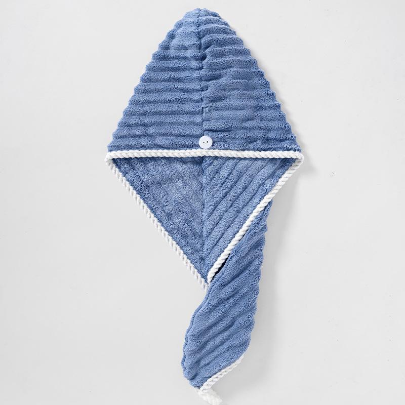 Soft Absorbent Coral Fleece Hair Towel & Cute Shower Cap Headband