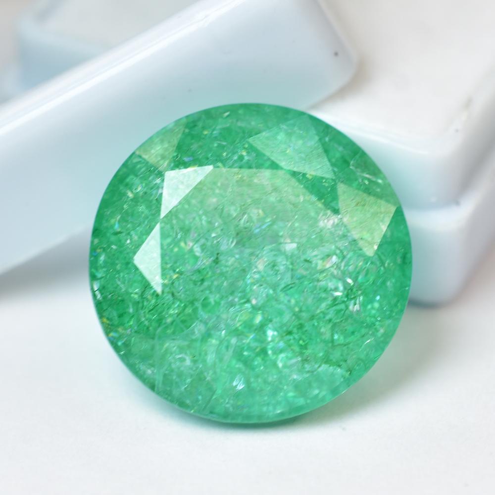 Natural Green Emerald 26.95 Ct Round Cut Loose Gemstone For Best Gift