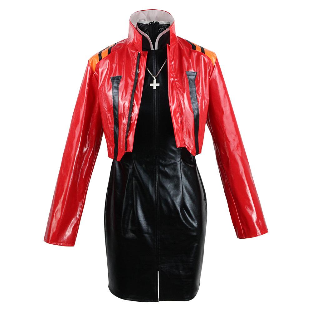 Katsuragi Misato Cosplay Costume Halloween Katsuragi Misato Full Set Red Jacket Dress Necklace Wig Anime Uniform Misato Outfits