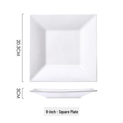 ZISIZ White Ceramic Square Dinner Plates Set