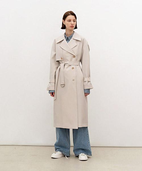 Ava Molli Emily Double Trench Coat (Sand Beige)