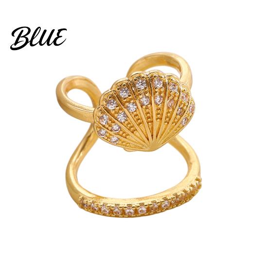 Gold Plated Ring Women Sea Animals for Rhinestone Seahorse Turtle