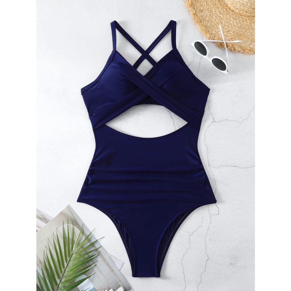 One-piece Swimwear Female Sexy Cross-cut Tight European and American Backless Swimsuit