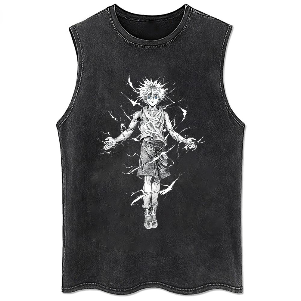 2026 Summer Loose Tops Tees Vest Anime Print T-Shirt Men Streetwear Vintage Black T Shirt Harajuku Oversized T Shirt 5XL