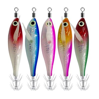 Assorted Color Round Belly Fishing Baits 3D Artificial Fishing Squid Jig Lures with Shrimp Designs for Effective Fishing