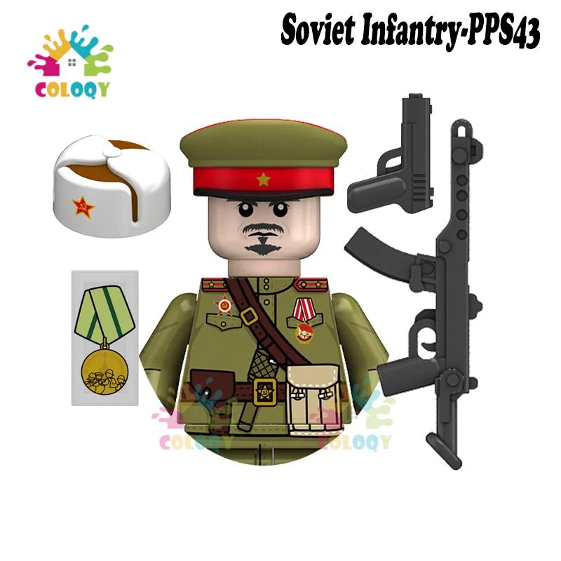 Kids Toys WW2 Military Army Sets Building Blocks Soviet US China Soldiers Mini Action Figures Medal Toys For Kids Birthday Gifts