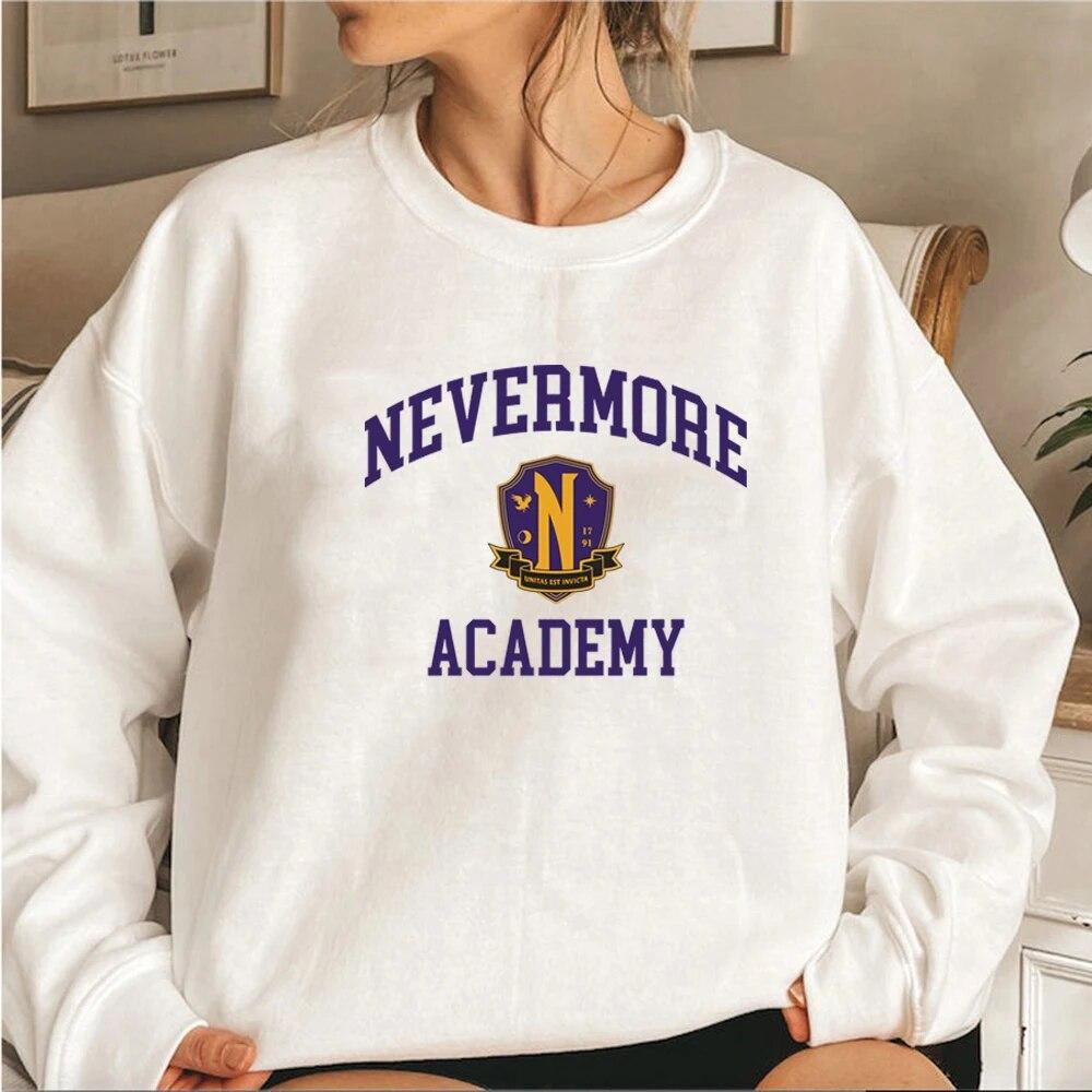 Nevermore Academy Sweatshirt Wednesday Adams Costume Retro Movie Sweater Unisex Crewneck Sweatshirts Casual Pullovers Hoodie Unisex