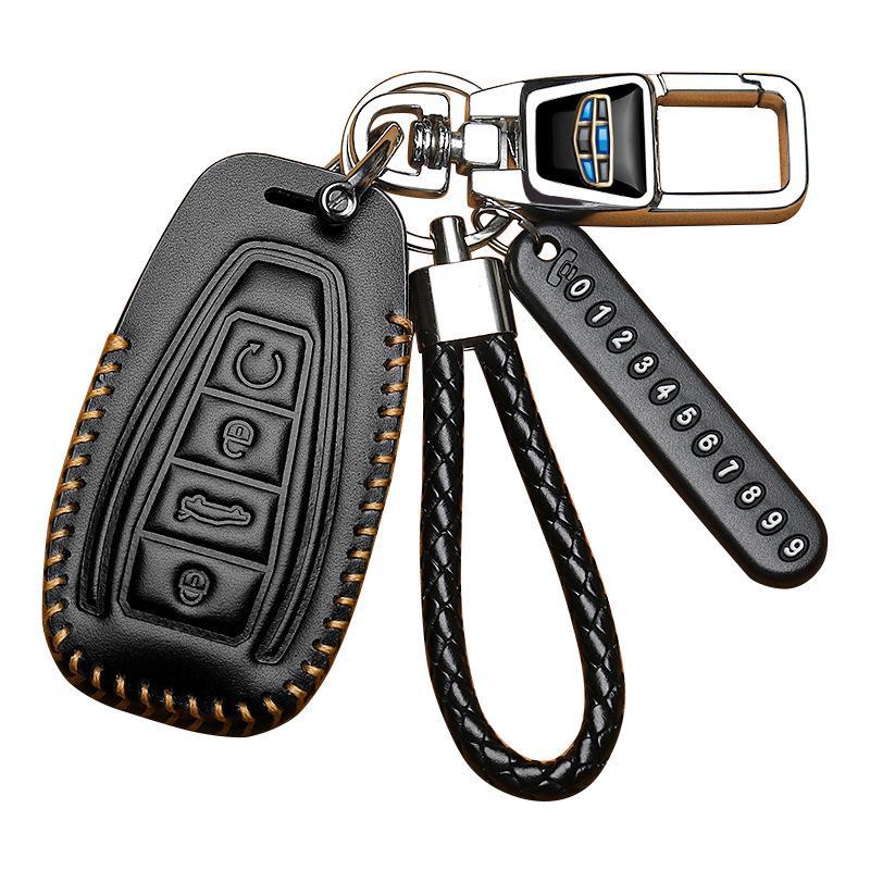 Geely 4th Gen Emgrand Key Cover: Leather Key Bag for Binyue, Xingrui, Panda, Boyue, Xingyue L (24 Models)