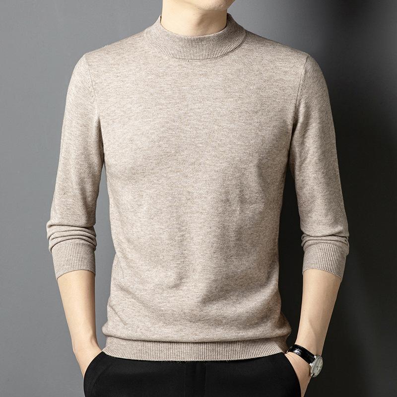 Spring and Autumn Men's Semi-turtleneck Sweater High-end Casual Versatile Business Men's Bottom Shirt