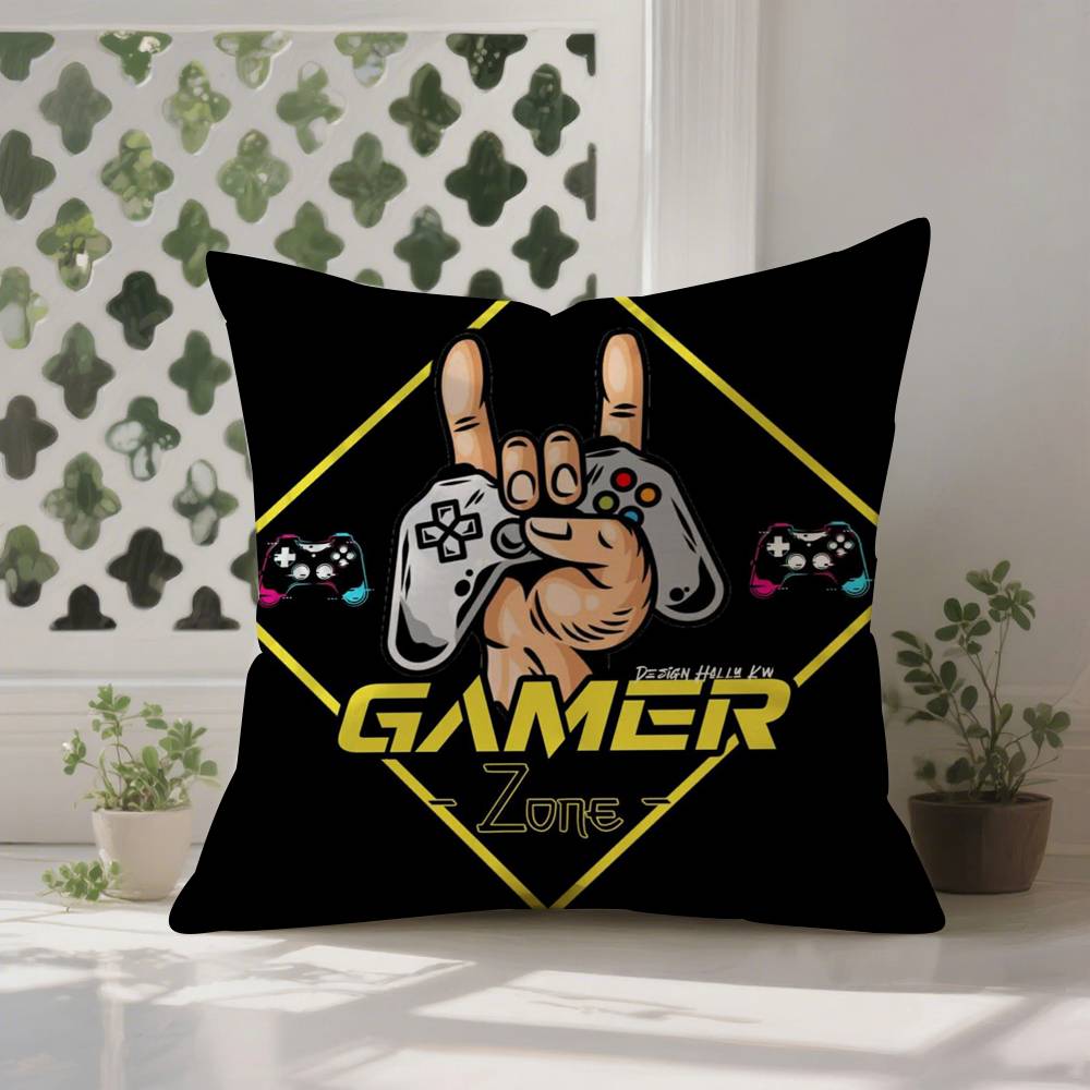 Colorful Graffiti Game Gamepad Pillow Case  Anti-dustmite Pillowcase Invisible zipper silky Sofa cushion cover