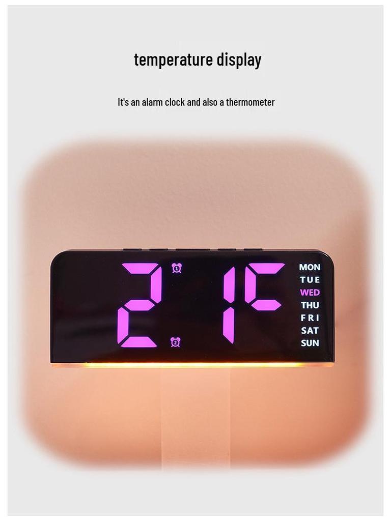 Multifunctional LED Digital Clock with Large Numbers, Date, Snooze & Atmosphere Light - Model GH9001.