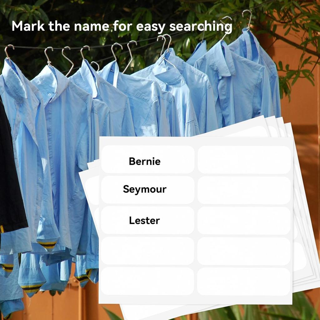 Personalized Iron On Name Labels No-Iron Fabric Labels for School, Daycare, Nursing Care, Toys, Pack of 50 (3/5" X 2")