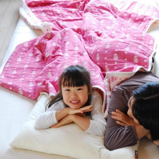 Emoor Gauze Half Made In Matryoshka Raspberry Pink 6-Layer Blanket, Size, Japan, 100% Cotton, Washable, Pattern,