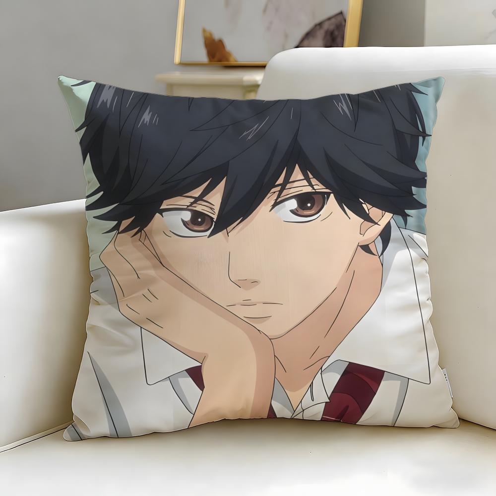 classic manga Ao Haru Ride Cushion Cover Soft & Easy-Wash Pillow Case – Versatile for Couch, Bed, Travel and Office