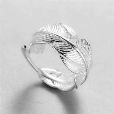 Stylish Feather Leaf Creative Open Ring